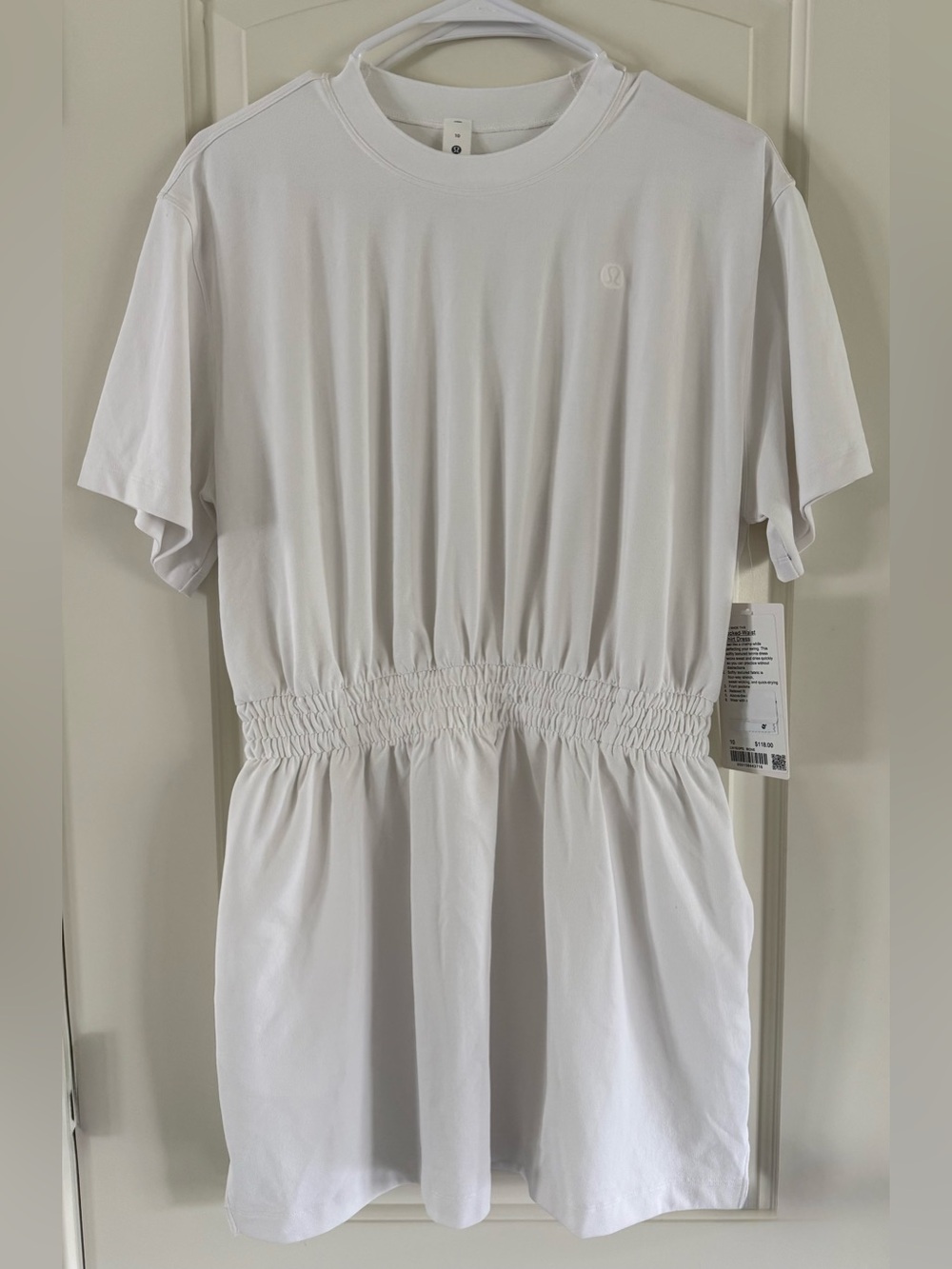 Lululemon Athletica NWT White Smocked Waist T Short Dress - Picture 6 of 6